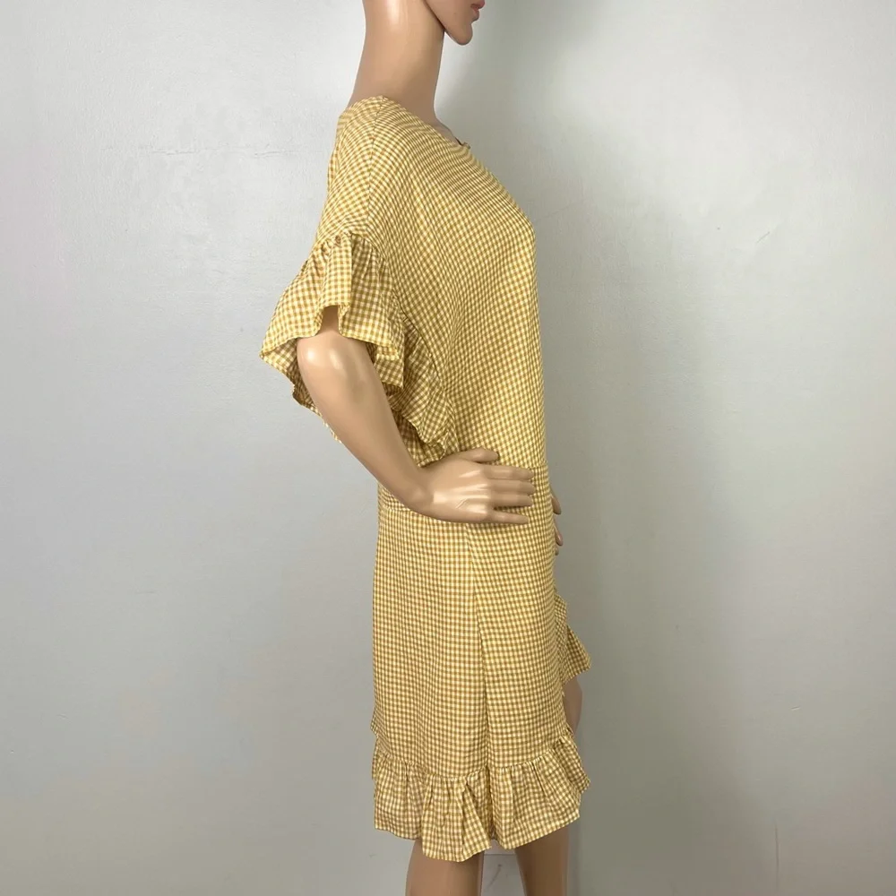 NEW TULAROSA REVOLVE GINGHAM PRINT WRAP MINI DRESS - Picture 5 of 8
